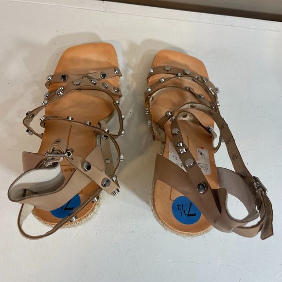 Dolce Vita Tan Wedges with Studded Straps - Picture 5 of 8